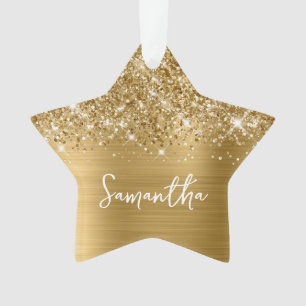 Adorno Estrella de Nombre Glam Glittery Gold