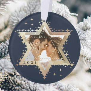 Adorno Estrella dorada de David Mr. y Mrs First Hanukkah 