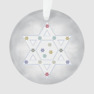 Adorno Estrella Hanukkah y gris de copas de nieve