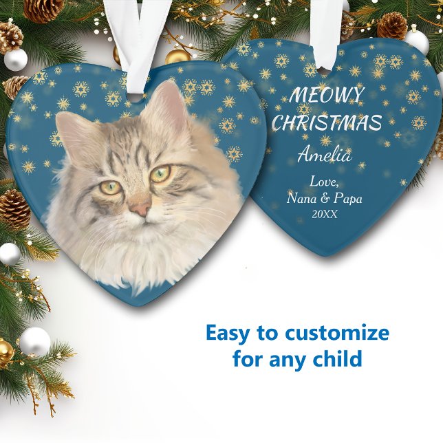 Adorno Estrellas de oro Tabby Cat Nieto Azul (Subido por el creador)