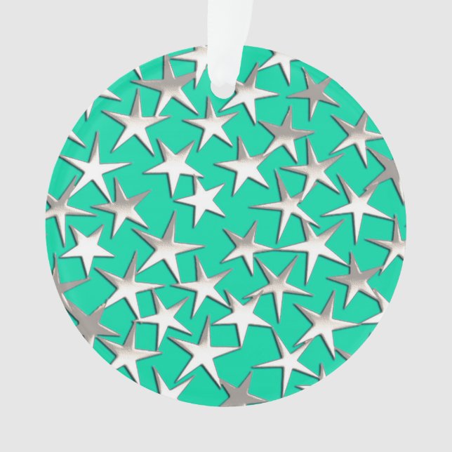 Adorno Estrellas plateadas de turquesa (Anverso)