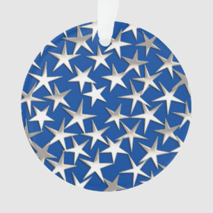Adorno Estrellas plateadas en azul cobalto