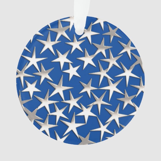 Adorno Estrellas plateadas en azul cobalto (Anverso)