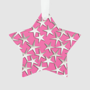 Adorno Estrellas plateadas en rosa fucsia