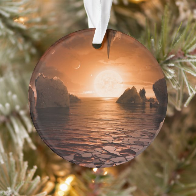 Adorno Exoplanet Trappist-1f Desde Su Lado De La Noche De (Árbol)