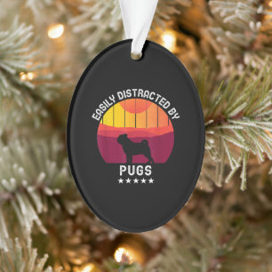 Adorno Fácilmente Distraído Por Pugs Retro Perro Pug Lo
