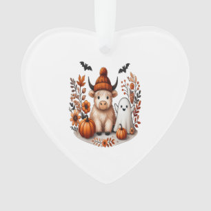 Adorno Fall Highland Cow Ghost Png, Otoño Png