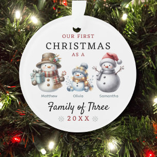 Adorno Familia de hombres de nieve de la primera Navidad