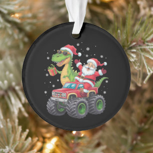 Adorno Familia de Navidad Combinando Santa Camión Dinosau