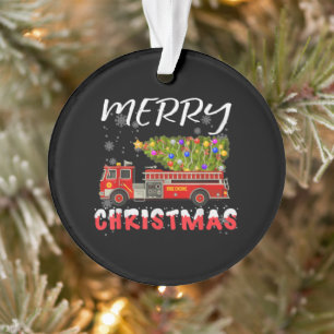 Adorno Familia de Navidades bomberos de camiones cisterna