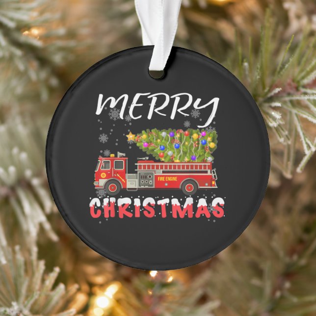 Adorno Familia de Navidades de bomberos de camiones ciruj (Árbol)