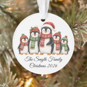 Adorno Familia de Pingüino de Navidad Personalizada