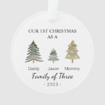 Familia de tres bebés Primera Navidad personalizad