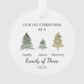 Adorno Familia de tres bebés Primera Navidad personalizad