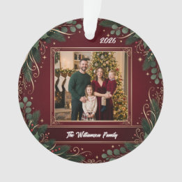 Adorno Familia de vegetación de Borgoña Foto de Navidad A