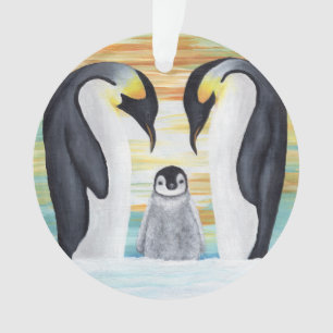 Adorno Familia del pingüino con el pingüino del bebé