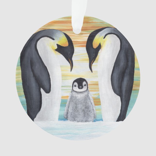 Adorno Familia del pingüino con el pingüino del bebé (Anverso)
