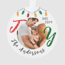 Adorno Familia Keepsake foto Navidades de la alegría blan