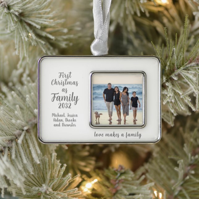 Adorno Familia mezclada primera Navidad foto personalizad (Árbol)