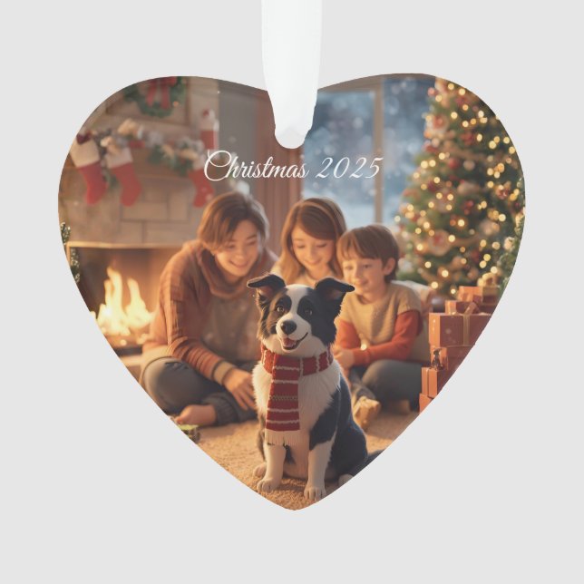 Adorno Family Christmas Ornament with Border Collie – Coz (Anverso)