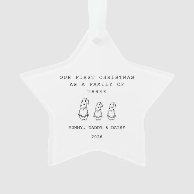 Adorno Family Of 3 Christmas Gonk Star Ornament (Anverso)