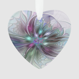Adorno Fantasía colorida Abstracto de flor fractal corazó