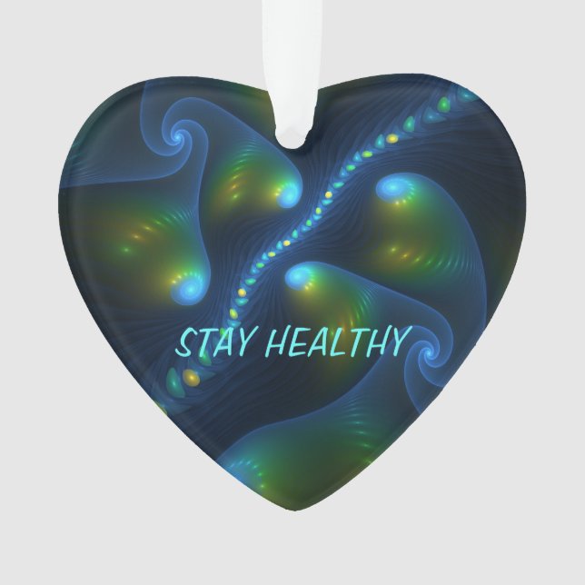 Adorno Fantasía Resumen Texto fractal verde azul (Anverso)