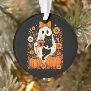 Adorno Fantasma de Halloween Groovy sosteniendo Floral de