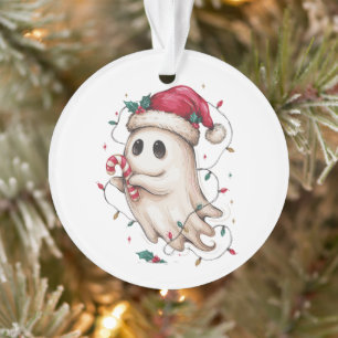 Adorno Fantasma de Navidad Sombrero de Santa Caña de Cara