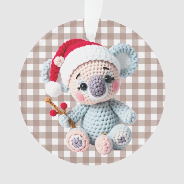 Adorno Faux Yarn Notch-Hook Koala Christmas Design (Anverso)