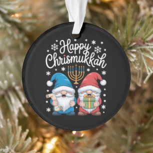 Adorno Felices Chrismukkah Gnomos Menorá Hanukkah Navidad