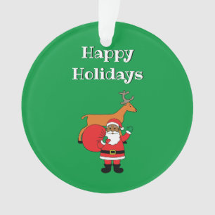 Adorno Felices Fiestas Verdes Santa Claus afroamericano