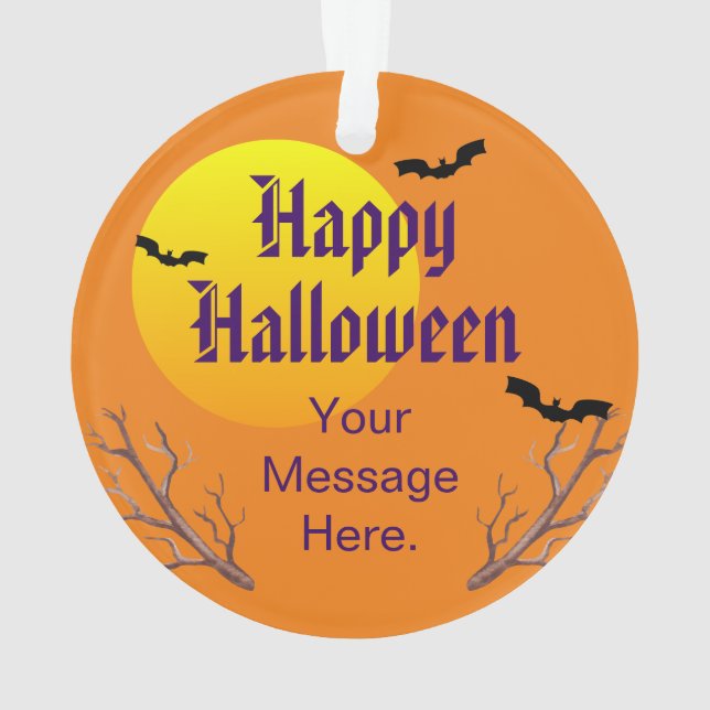 Adorno Felices Murciélagos De Halloween Y La Luna (Reverso)