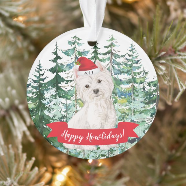 Adorno Felices Navidades de Perro Westie (Árbol)
