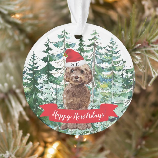 Adorno Felices Navidades de Perros de Cockapoo Brown (Árbol)