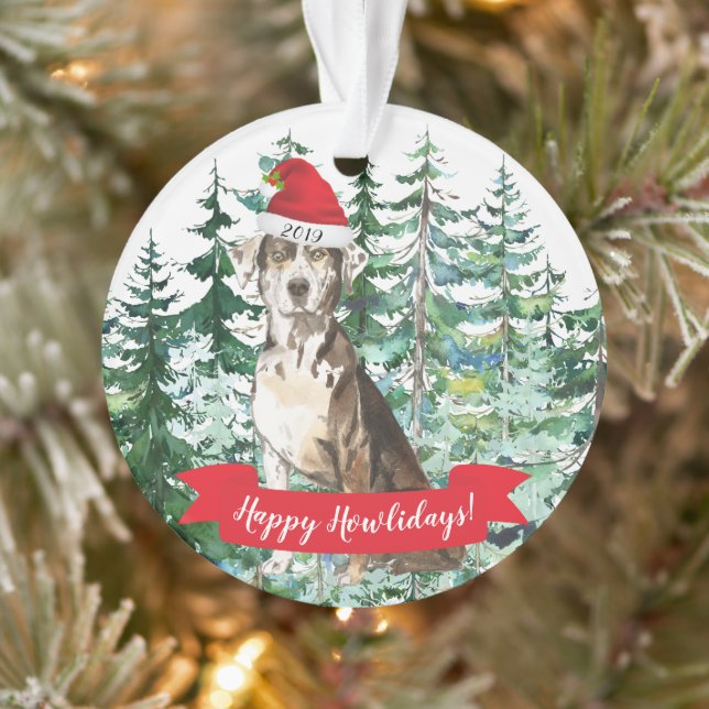 Adorno Felices Navidades del perro leopardo de Catahoula (Árbol)