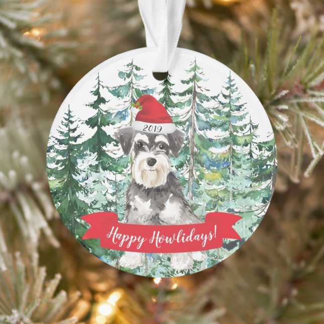 Adorno Felices Navidades del perro Schnauzer en miniatura (Árbol)