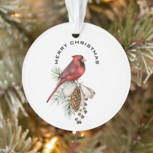 Adorno Feliz Cardenal de Navidad y Navidades de Pine Cone
