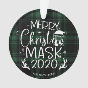 Adorno Feliz ChristMask 2020 Divertida Covid Verde