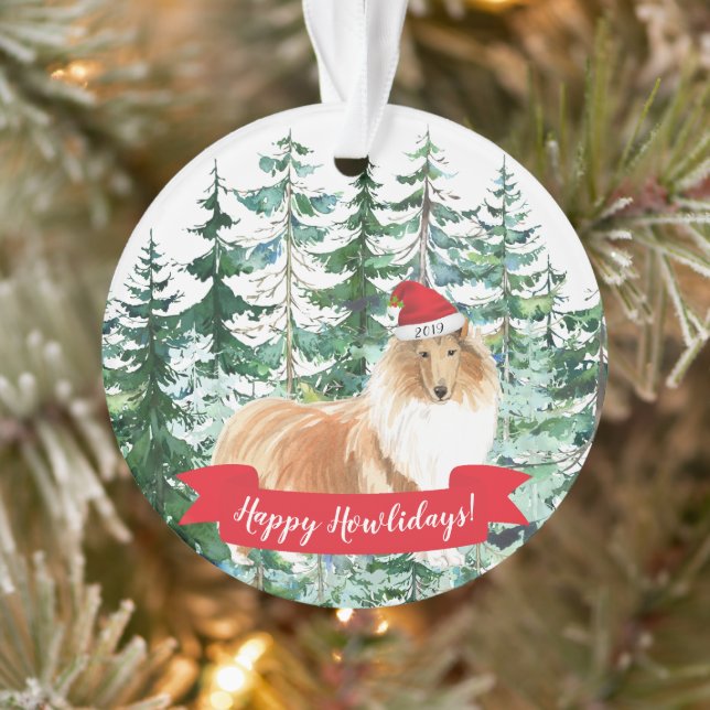 Adorno Feliz cumpleaños, Navidades de Perro Collie (Árbol)