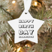 Feliz Cumpleaños negro blanco nombre personalizado