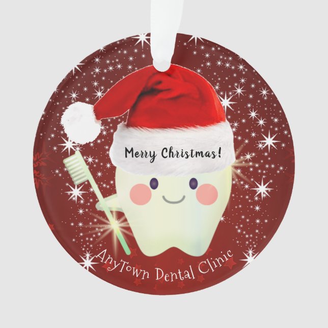 Adorno Feliz diente en Santa Hat    navidadOrnamento (Anverso)