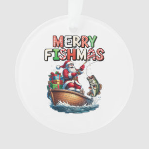 Adorno Feliz Fishmas Santa Amantes de la Pesca Divertido