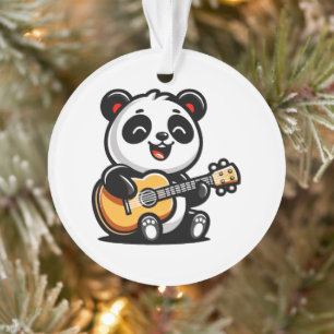 Adorno Feliz Guitarista Panda - Diseño Cuto De Música Acú