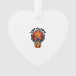 Adorno Feliz Halloween Bulldog Bruja Calabaza Camiseta Vi