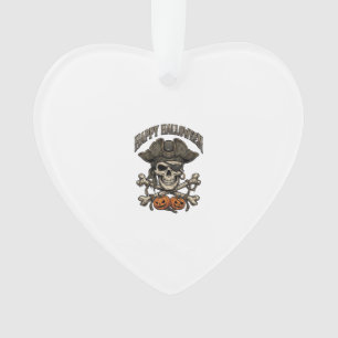 Adorno Feliz Halloween Cráneo de Pirata Huesos Cruzados C