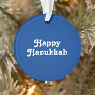 Adorno "Feliz Hanukkah" fiesta azul de feriado blanco