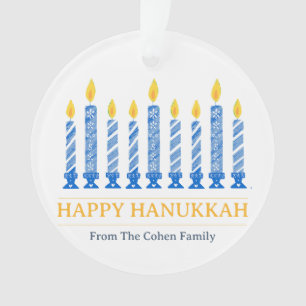 Adorno Feliz Hanukkah Sencillo saludo elegante en velas