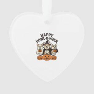 Adorno Feliz Howl-O-Ween Corgi Halloween Perro Vector Des