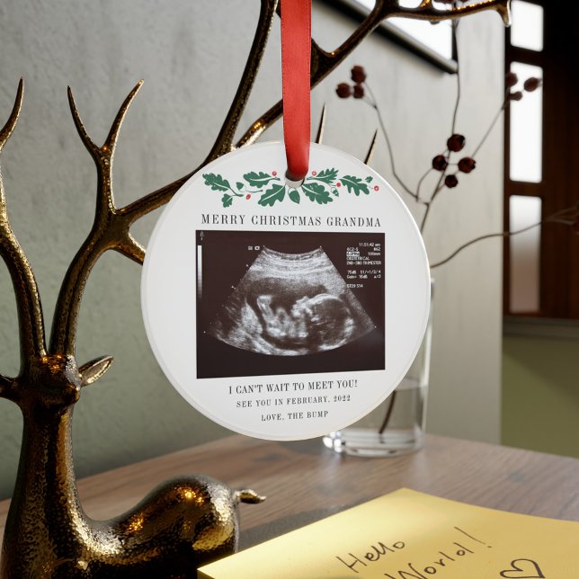 Adorno Feliz Navidad Abuela Embarazo Ultrasonido Foto (Merry Christmas Grandma Custom Sonogram Acrylic Ornament)